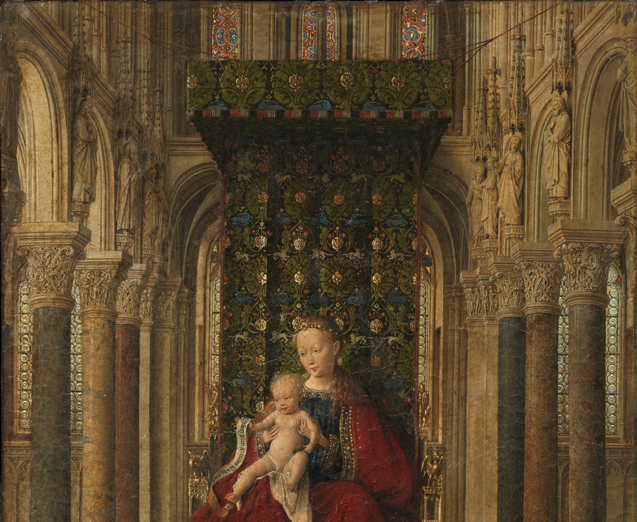 Virgin and Child in a church interior